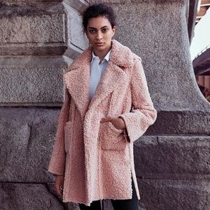 KENNETH COLE FUR SHEARLING COAT IN BLUSH PINK L